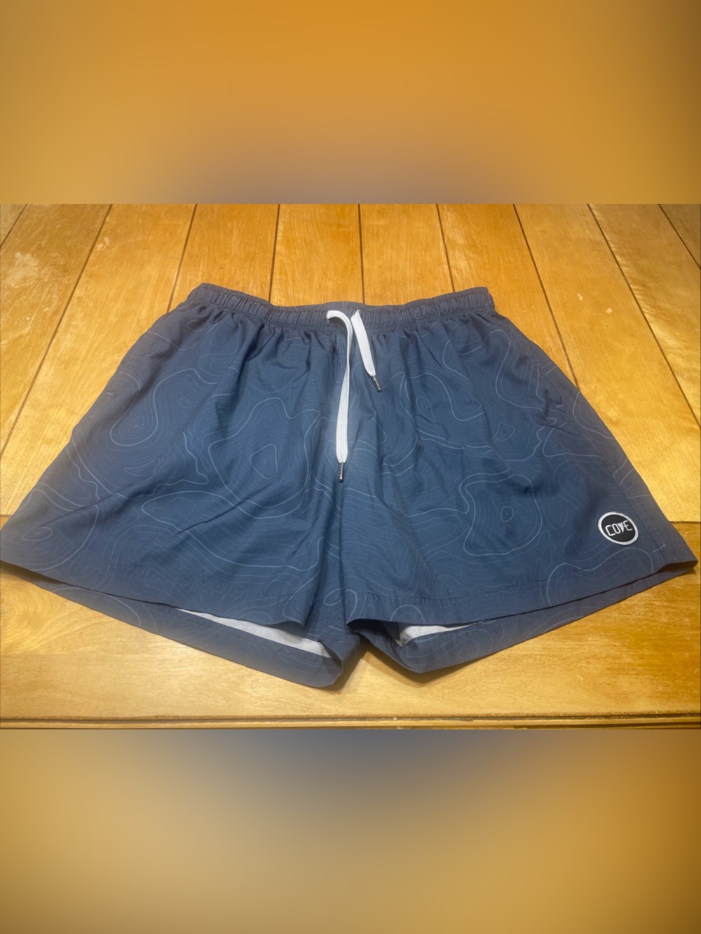 Cove Hybrid Shorts Topography Pattern Blue with White Drawstring Size 38 MINT!!!